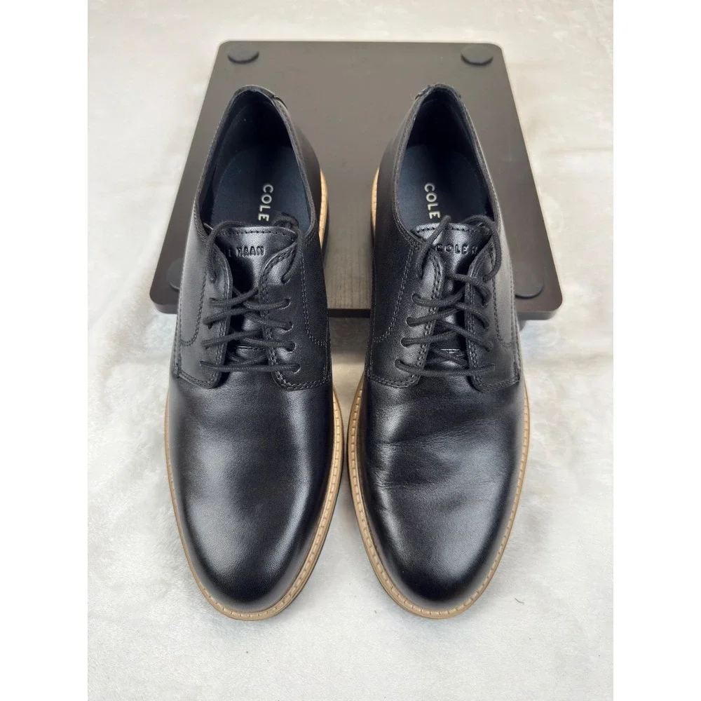 Cole Haan Morse Grand Plain Toe Oxford Black Leather Mens Shoes C41600 10 M New